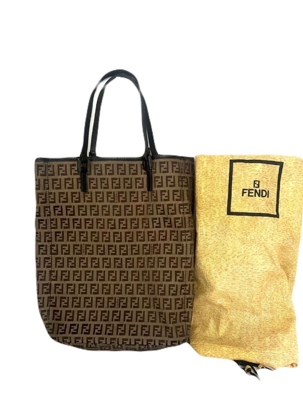 ⚜️Authentic Vintage Fendi Zucca FF Canvas Vertical Tote Bag